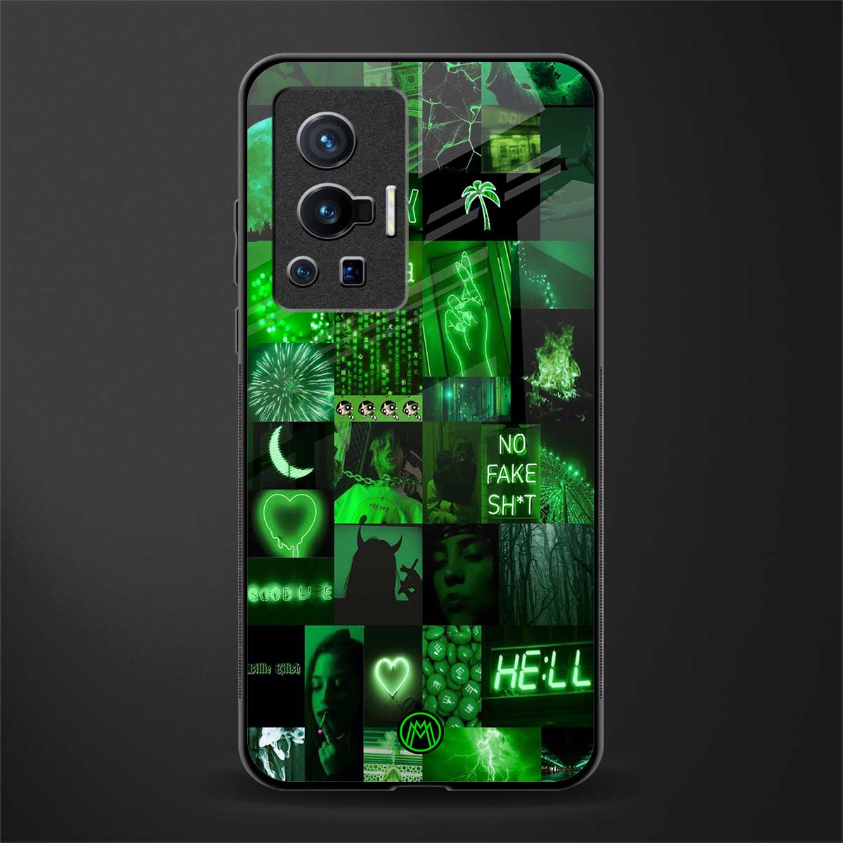 black green aesthetic collage glass case for vivo x70 pro image