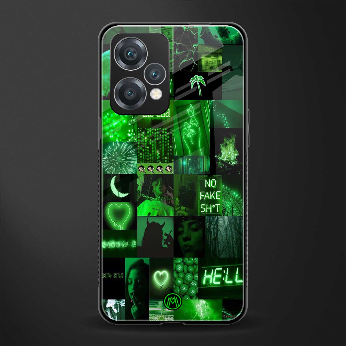 black green aesthetic collage back phone cover | glass case for realme 9 pro 5g