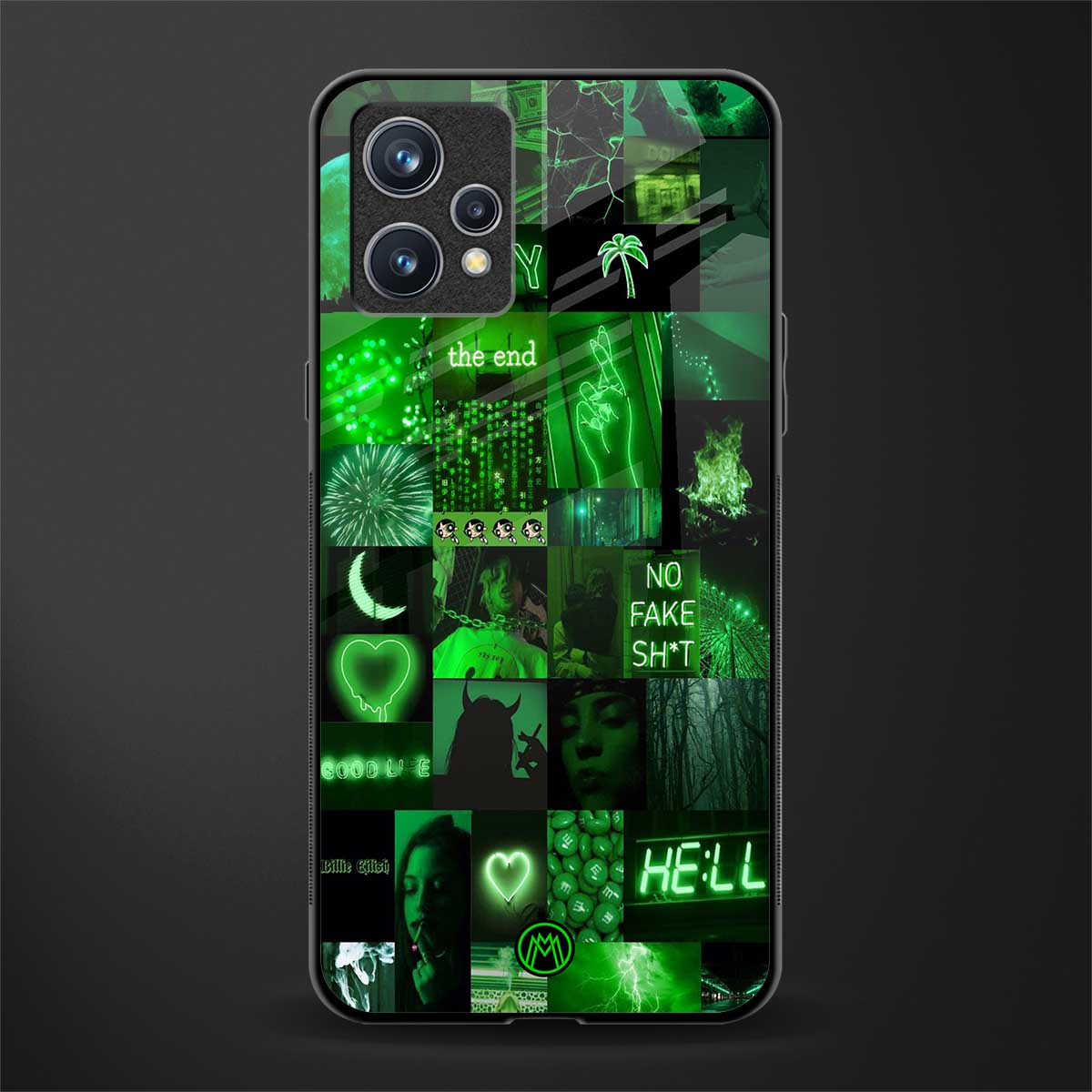 black green aesthetic collage glass case for realme 9 4g image