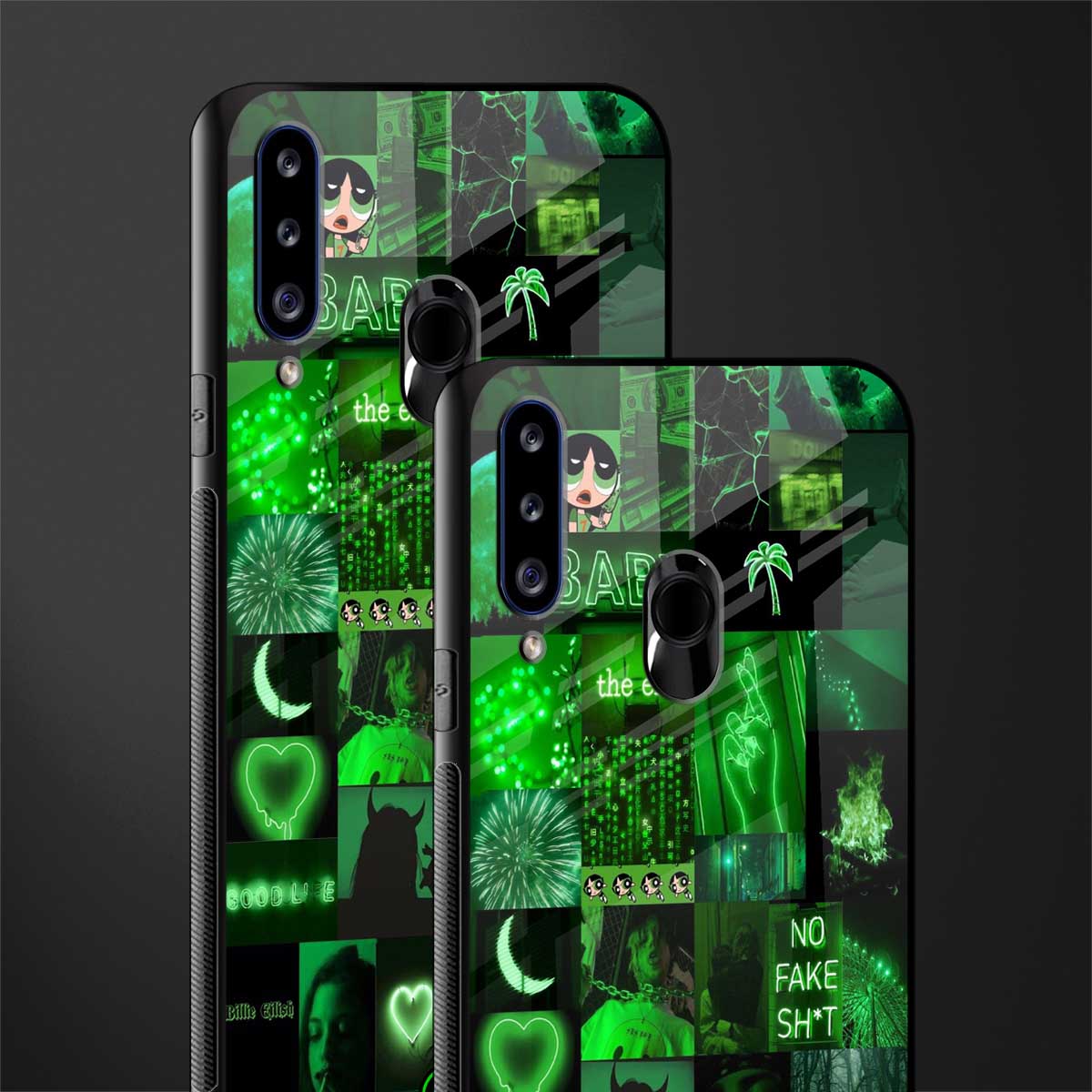 black green aesthetic collage glass case for samsung galaxy a20s image-2