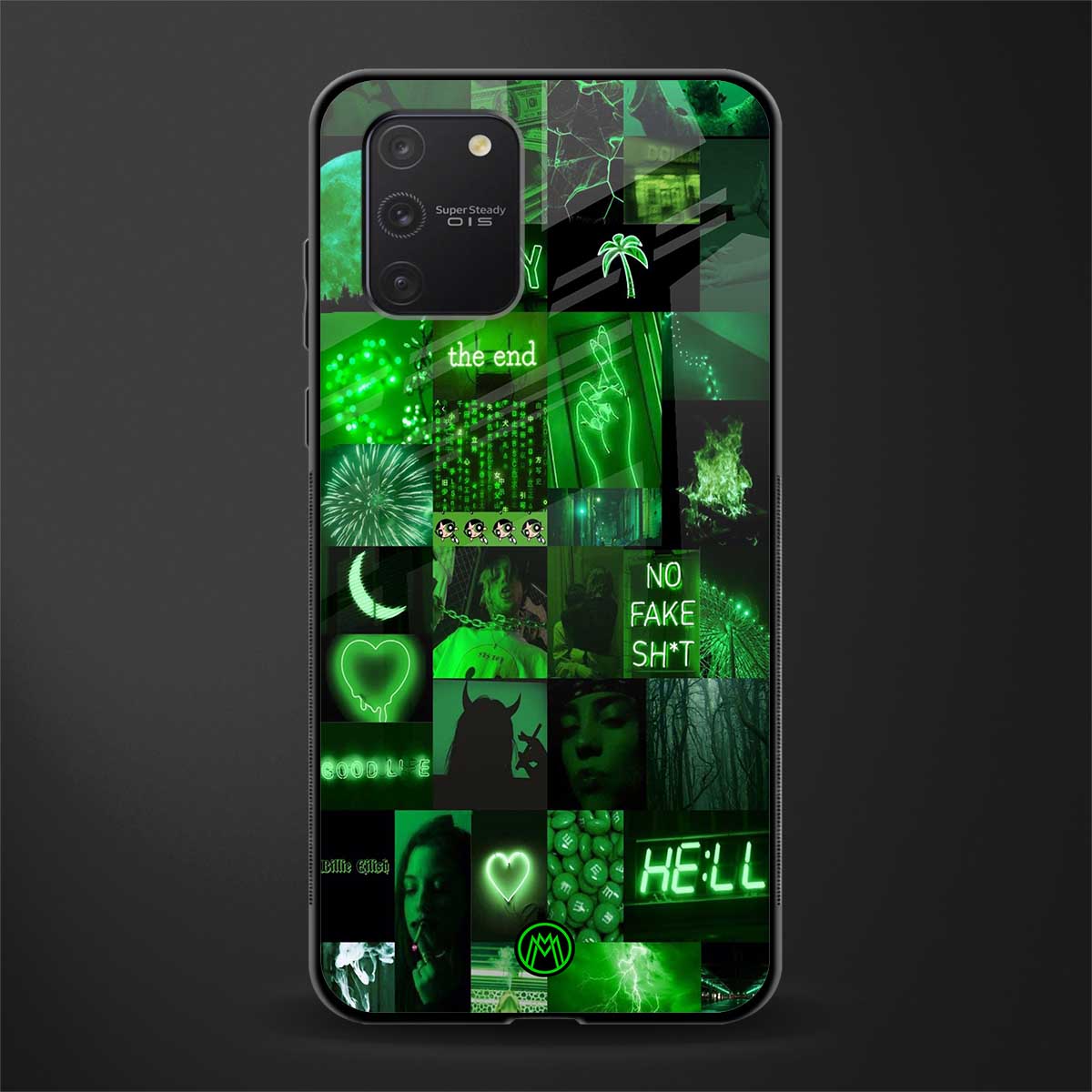 black green aesthetic collage glass case for samsung galaxy s10 lite image