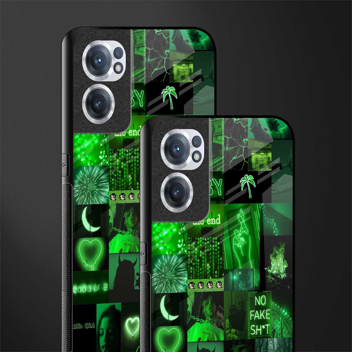 black green aesthetic collage glass case for oneplus nord ce 2 5g image-2