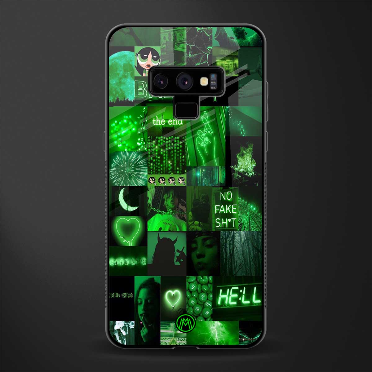 black green aesthetic collage glass case for samsung galaxy note 9 image