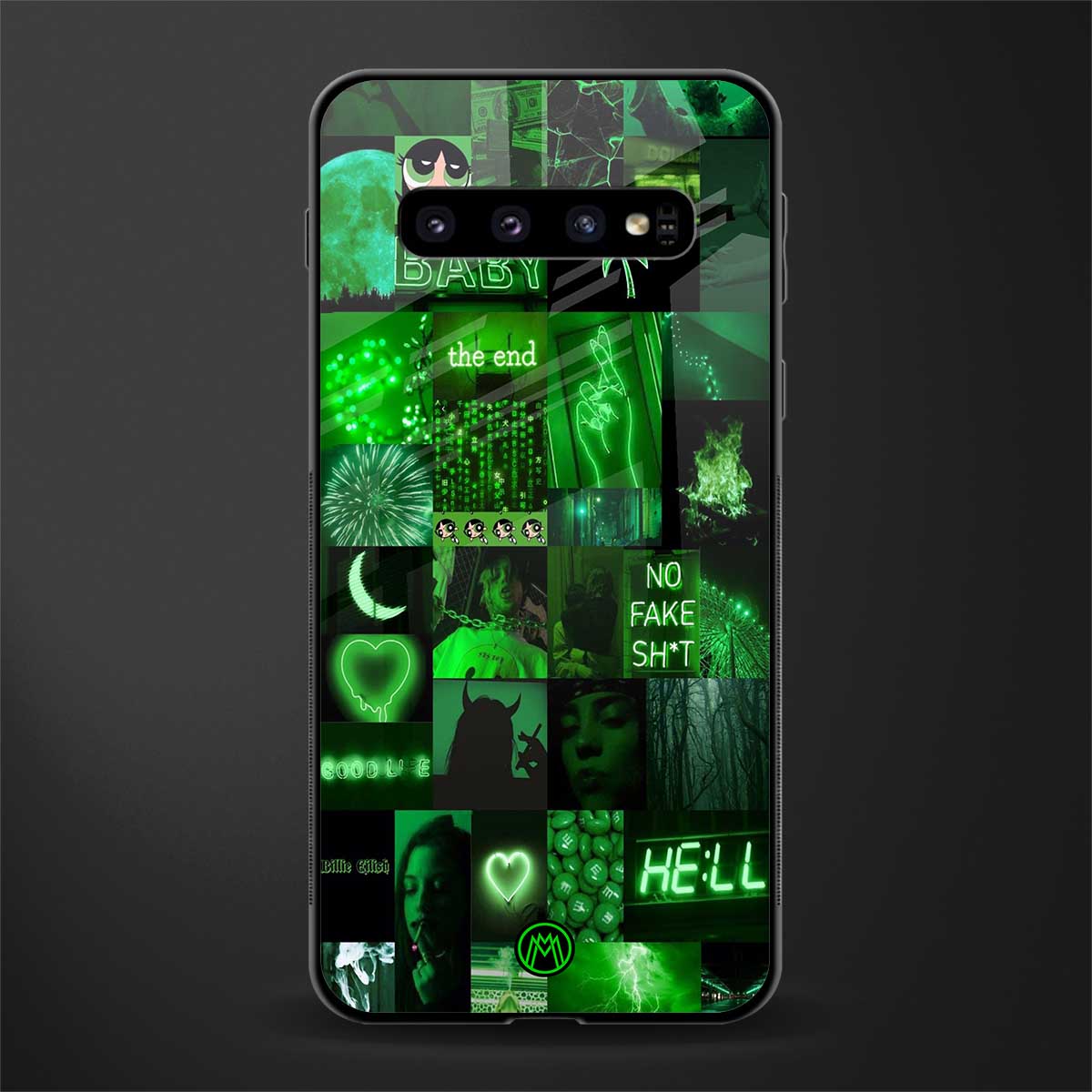 black green aesthetic collage glass case for samsung galaxy s10 plus image