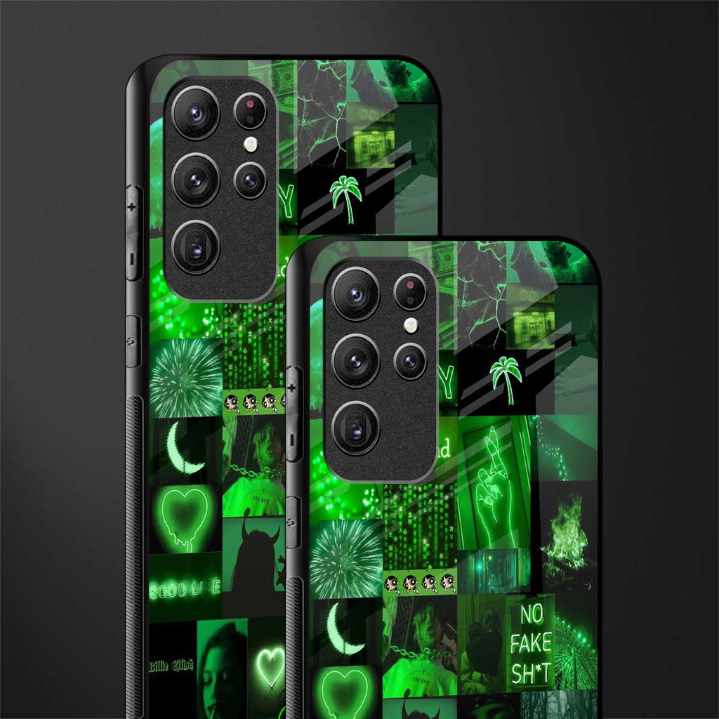 black green aesthetic collage glass case for samsung galaxy s22 ultra 5g image-2