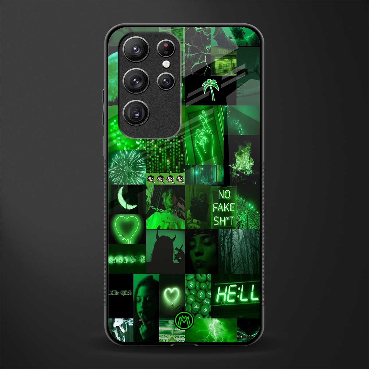 black green aesthetic collage glass case for samsung galaxy s22 ultra 5g image