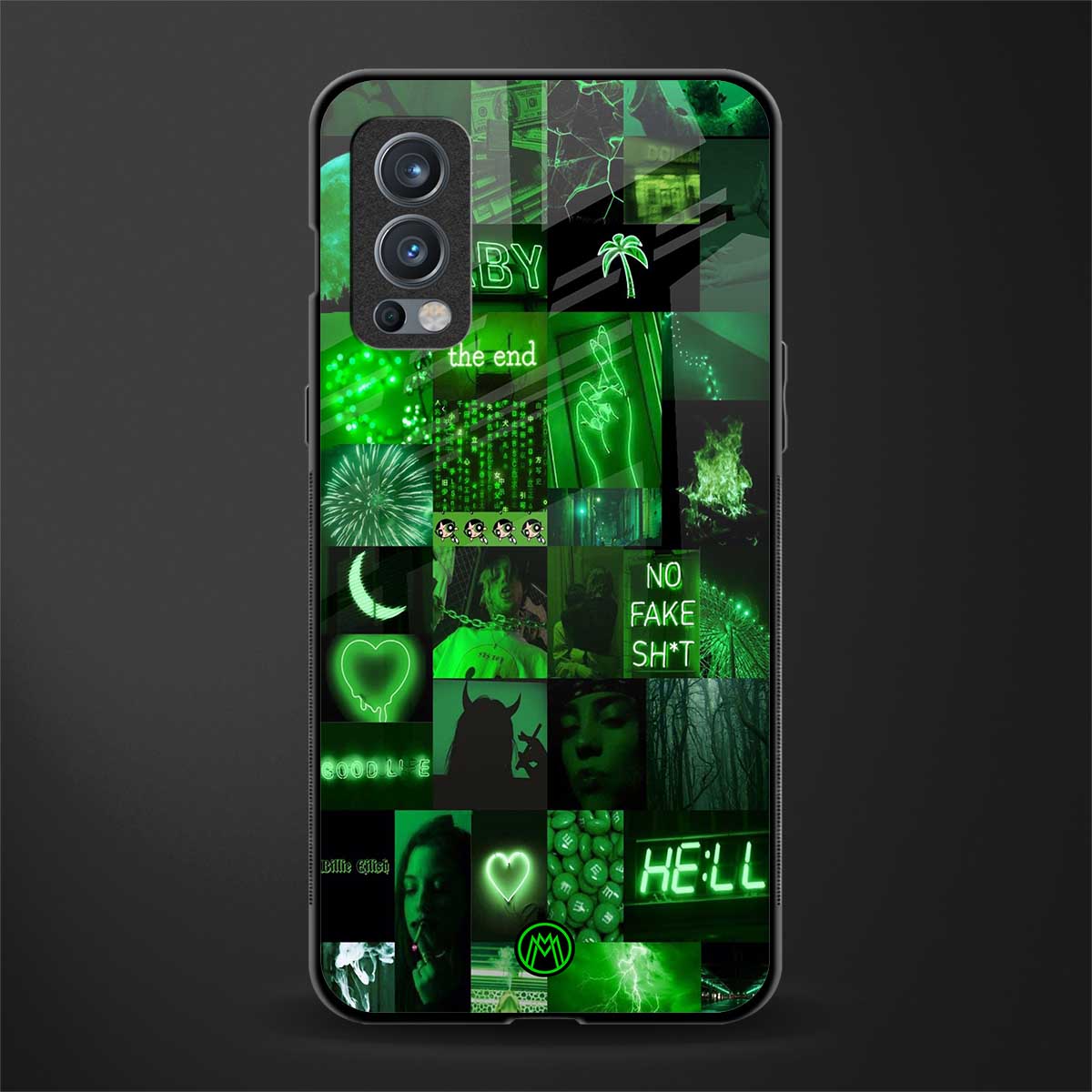 black green aesthetic collage glass case for oneplus nord 2 5g image