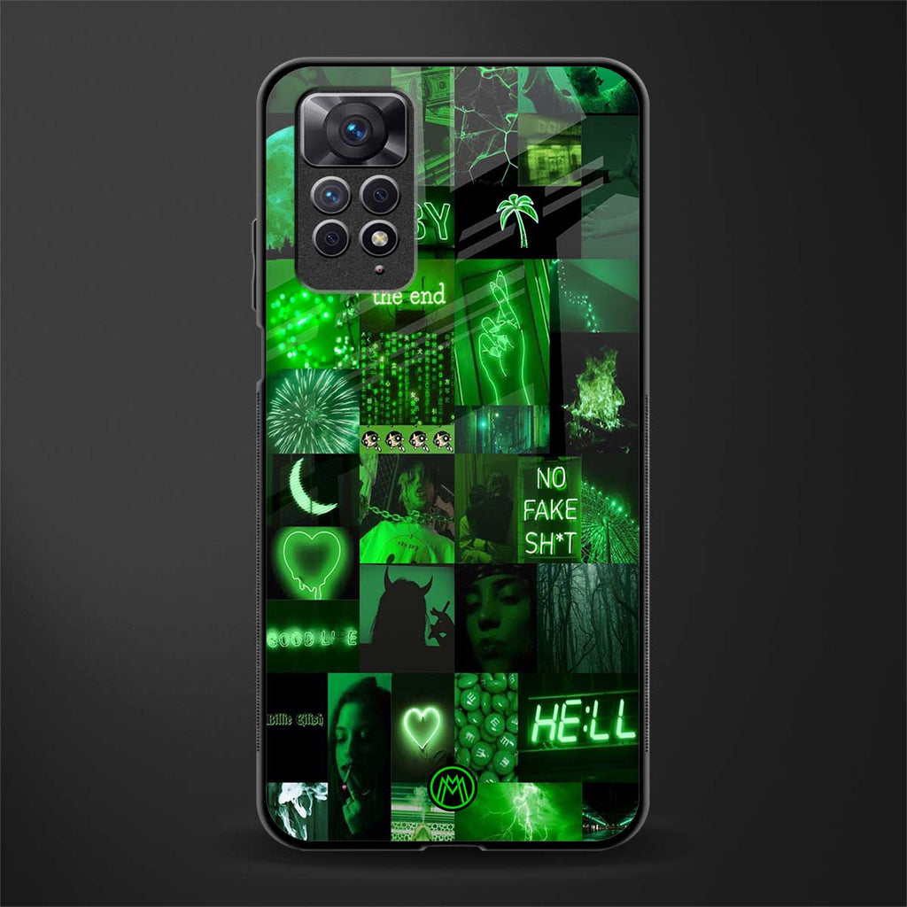 black green aesthetic collage glass case for redmi note 11 image