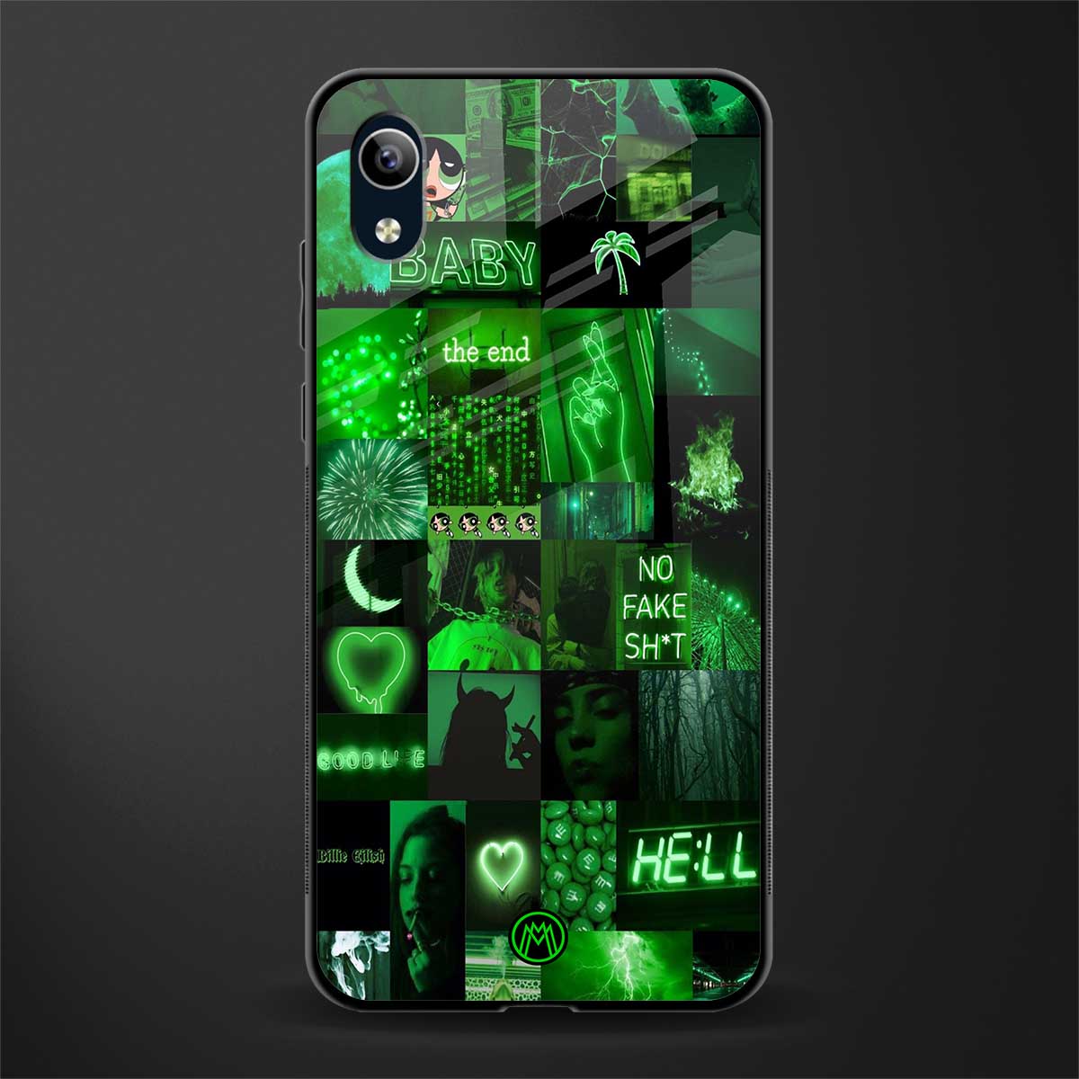 black green aesthetic collage glass case for vivo y90 image