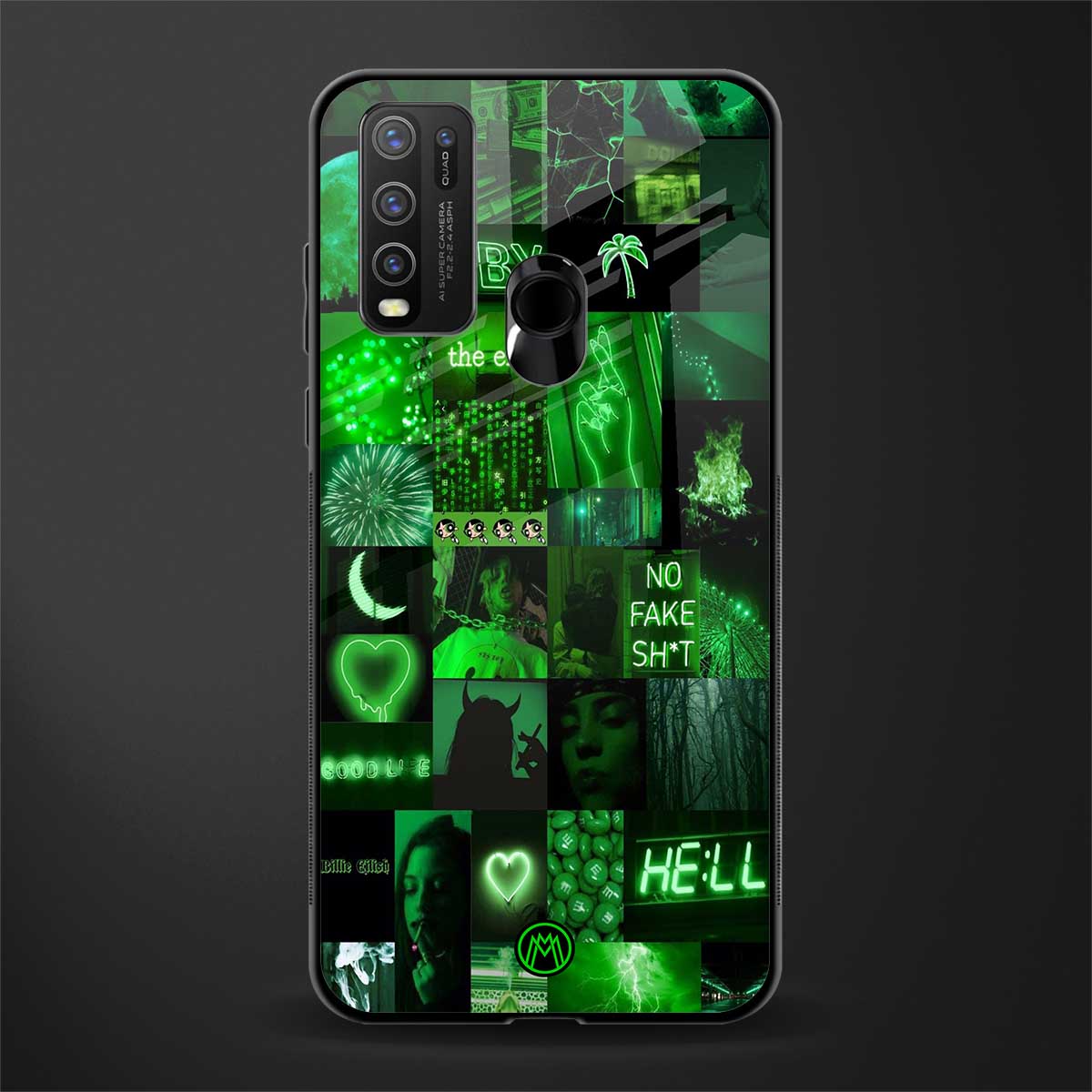 black green aesthetic collage glass case for vivo y30 image