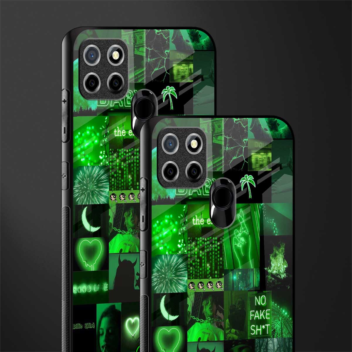 black green aesthetic collage glass case for realme narzo 30a image-2