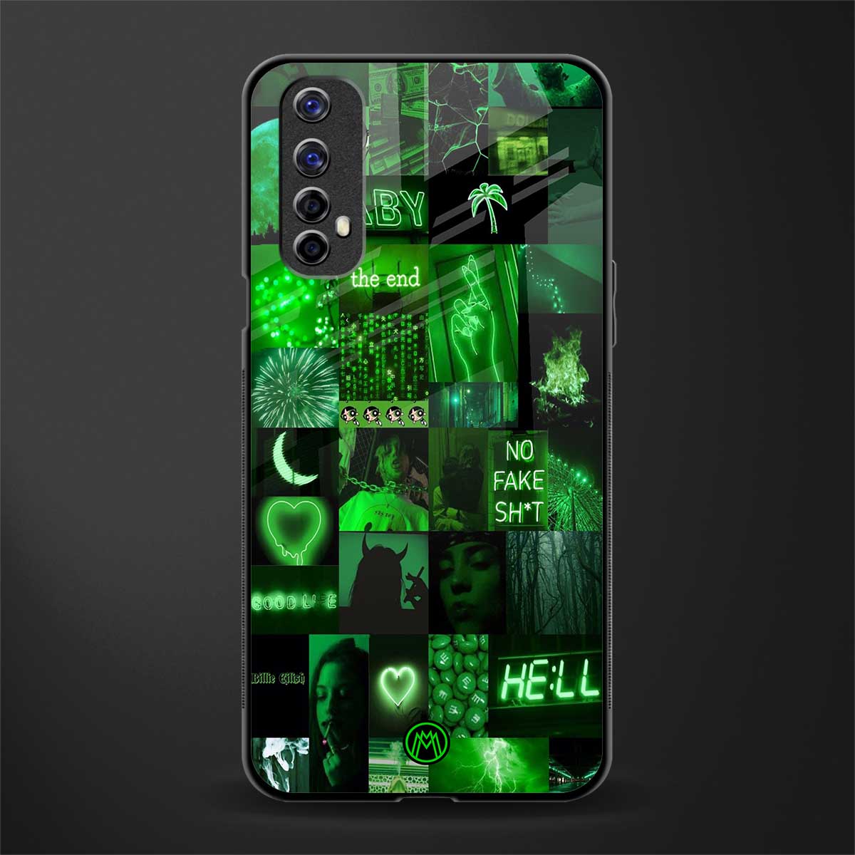 black green aesthetic collage glass case for realme narzo 20 pro image