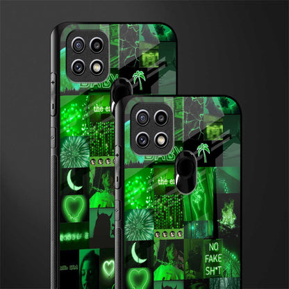 black green aesthetic collage glass case for oppo a15s image-2
