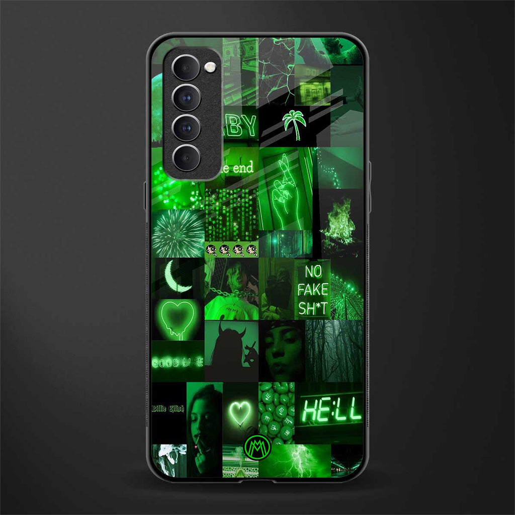 black green aesthetic collage glass case for oppo reno 4 pro image