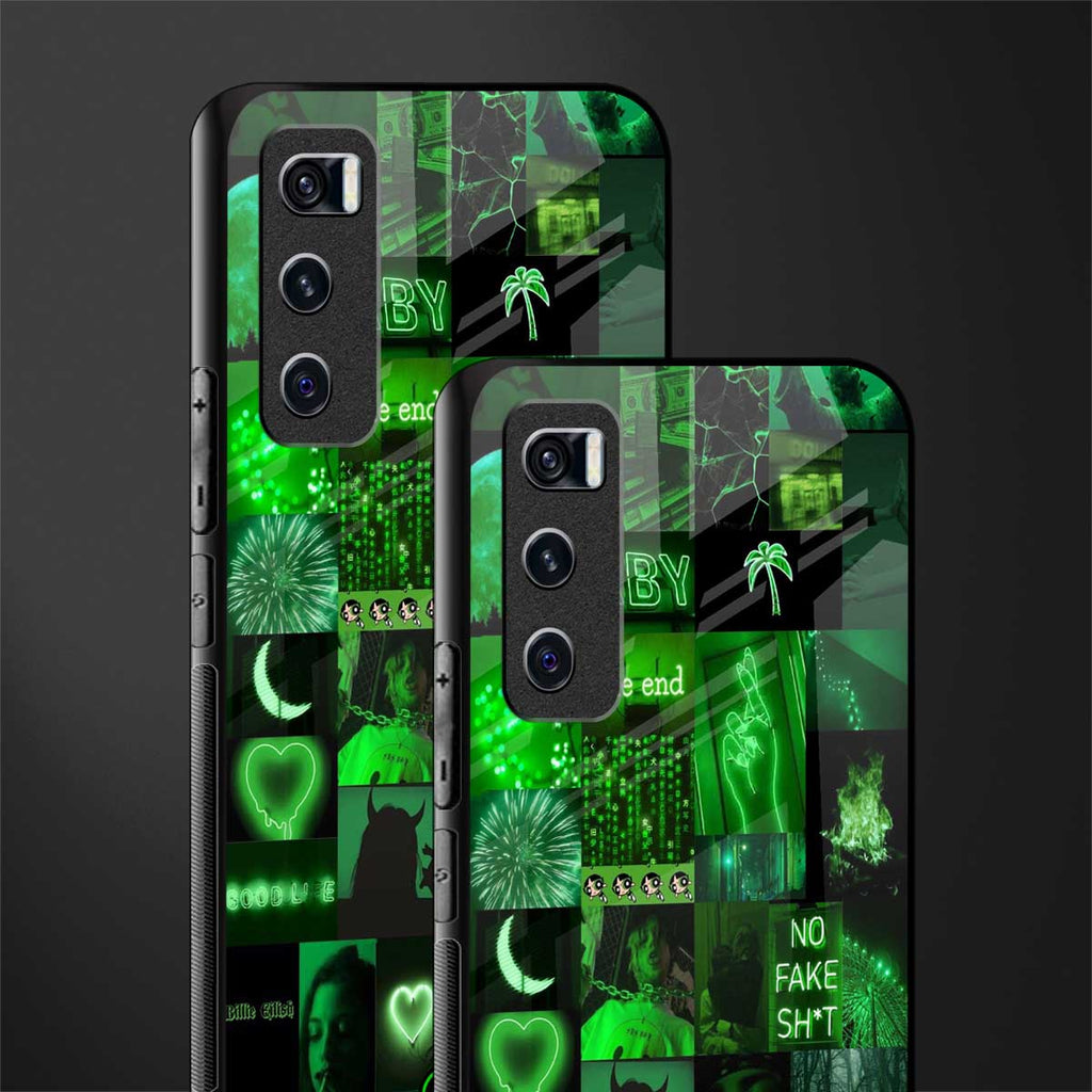 black green aesthetic collage glass case for vivo v20 se image-2