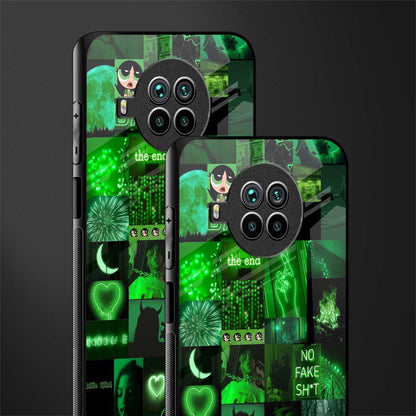 black green aesthetic collage glass case for mi 10i image-2