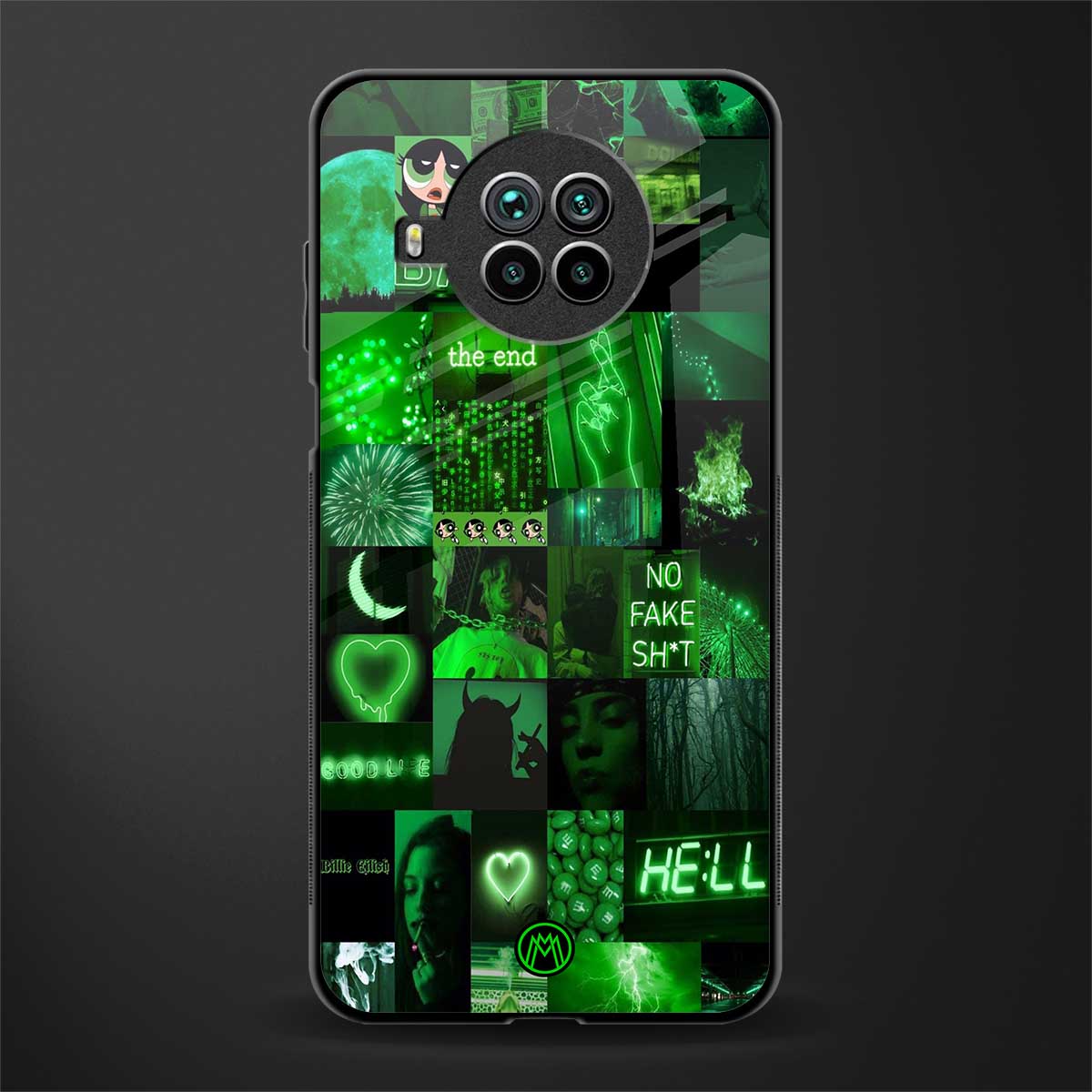 black green aesthetic collage glass case for mi 10i image