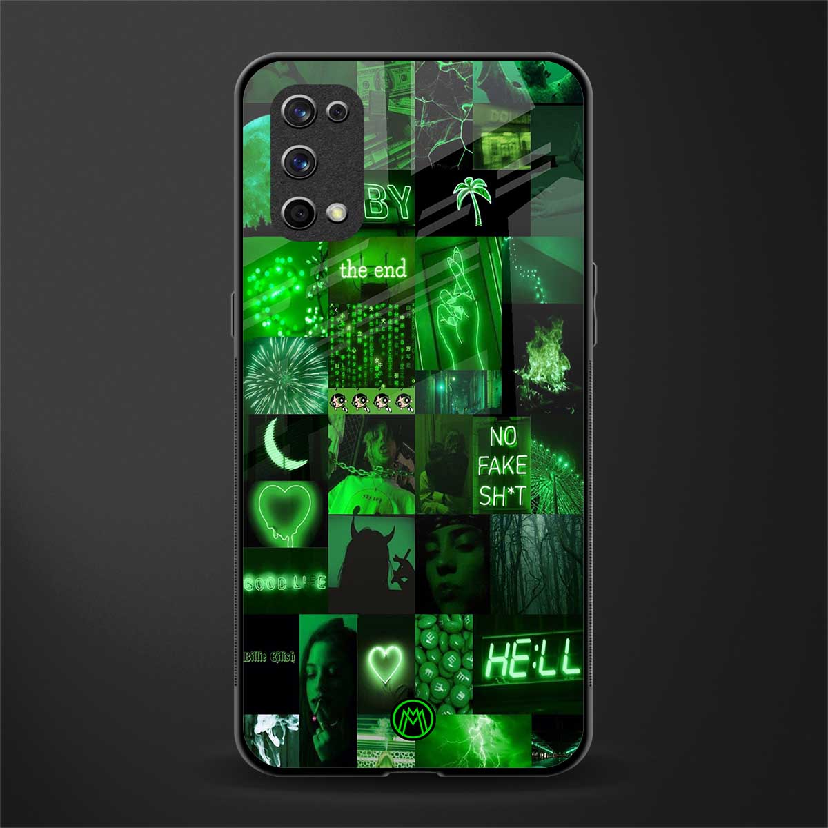 black green aesthetic collage glass case for realme x7 pro image