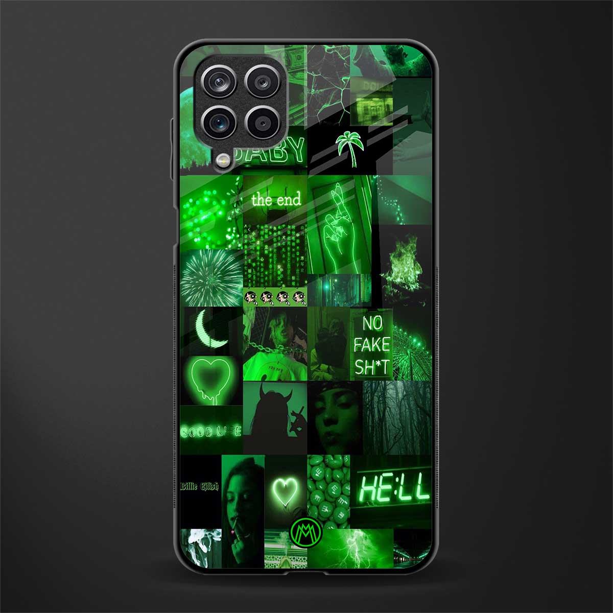 black green aesthetic collage glass case for samsung galaxy a12 image