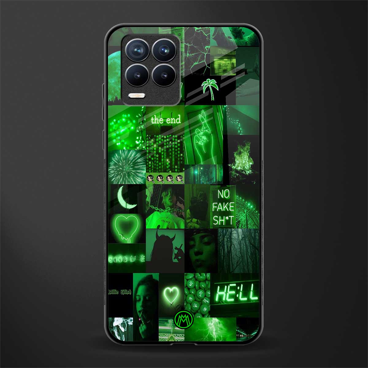 black green aesthetic collage glass case for realme 8 pro image