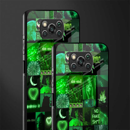 black green aesthetic collage glass case for poco x3 pro image-2