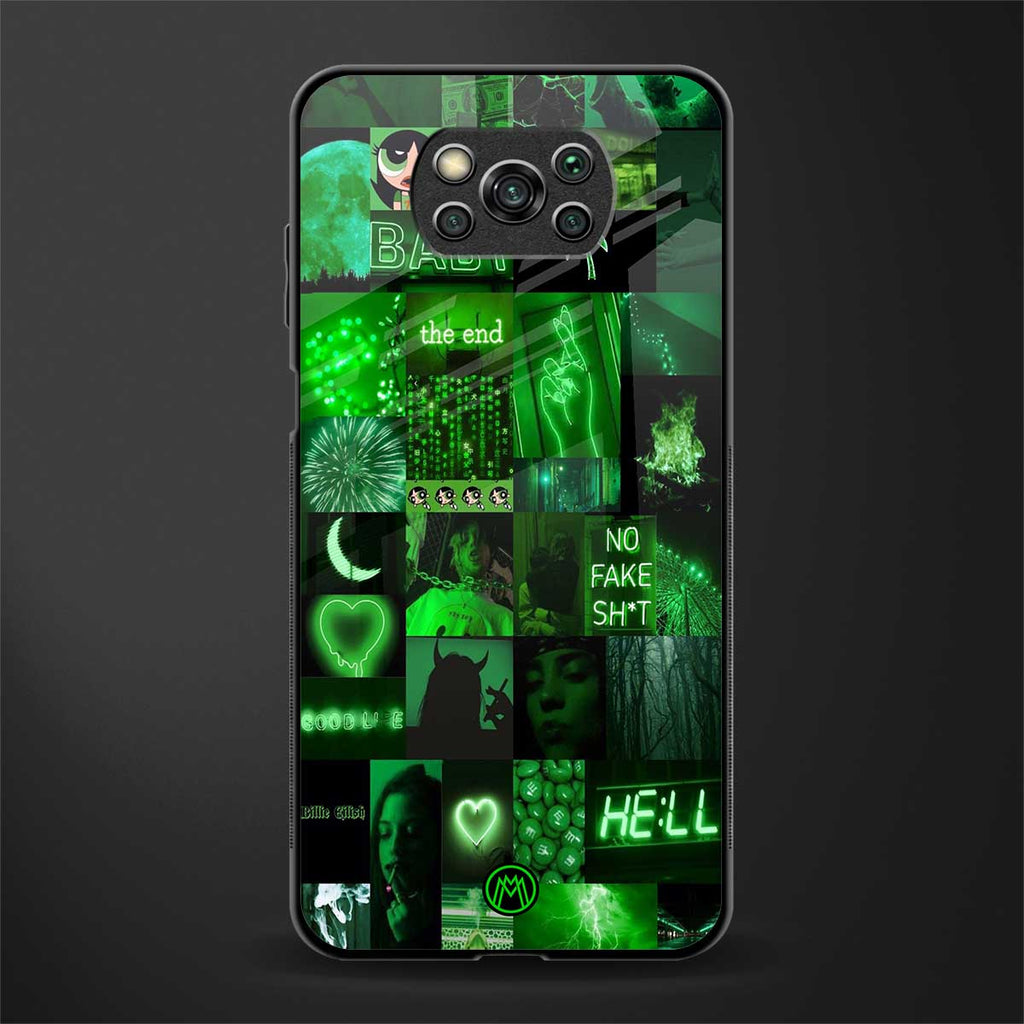 black green aesthetic collage glass case for poco x3 image
