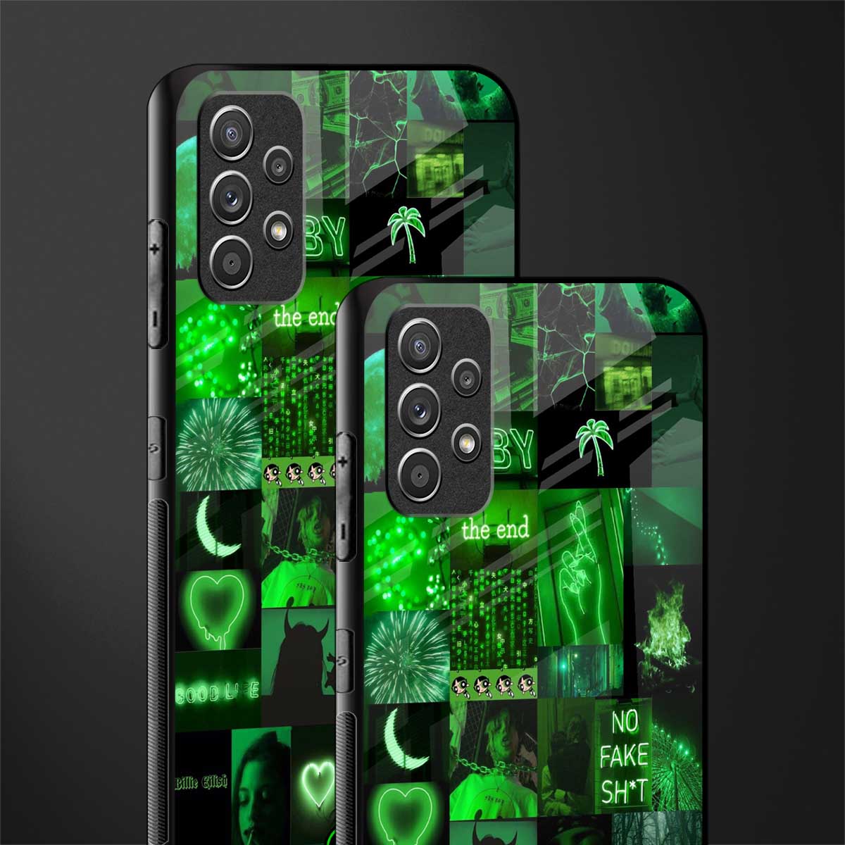black green aesthetic collage glass case for samsung galaxy a32 4g image-2