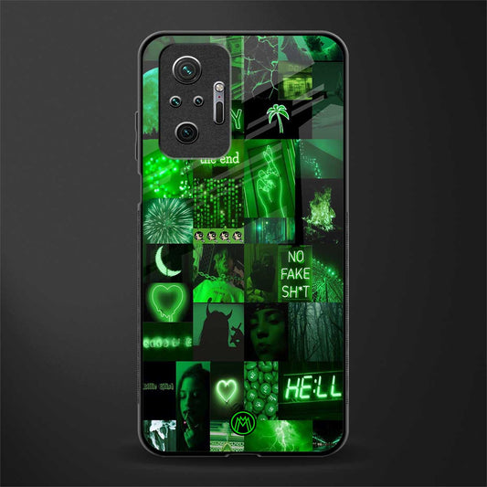 black green aesthetic collage glass case for redmi note 10 pro image
