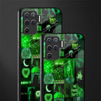 black green aesthetic collage glass case for oppo f19 pro image-2