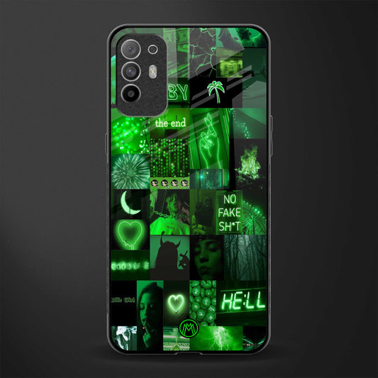 black green aesthetic collage glass case for oppo f19 pro plus image