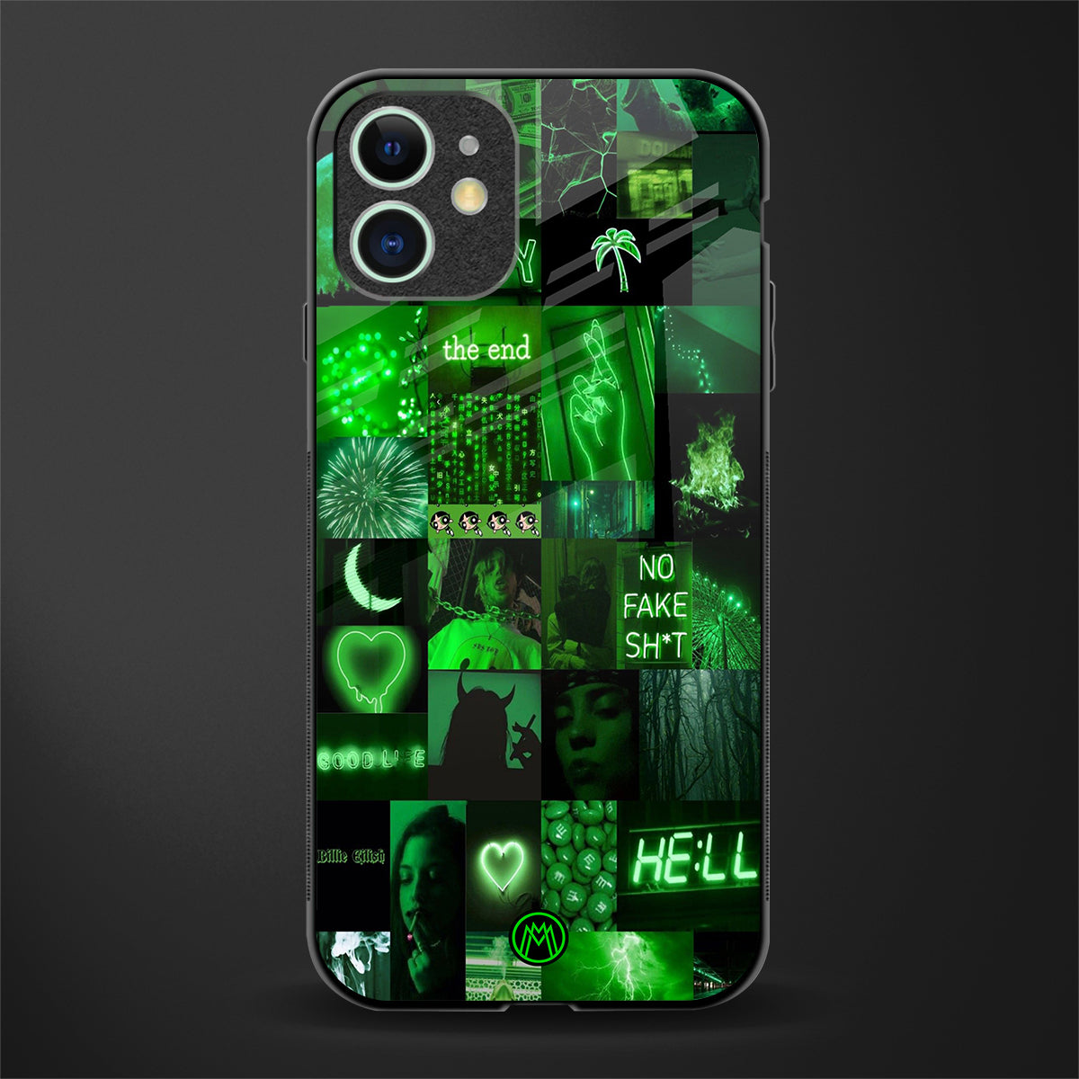 black green aesthetic collage glass case for iphone 12 mini image