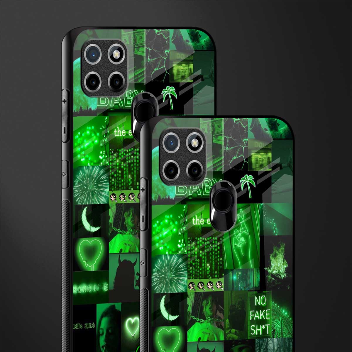 black green aesthetic collage glass case for realme c21 image-2