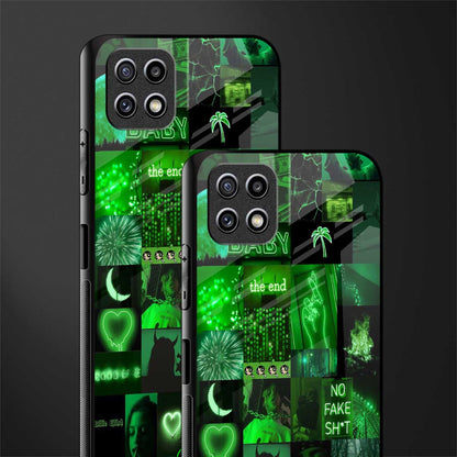 black green aesthetic collage glass case for samsung galaxy a22 5g image-2