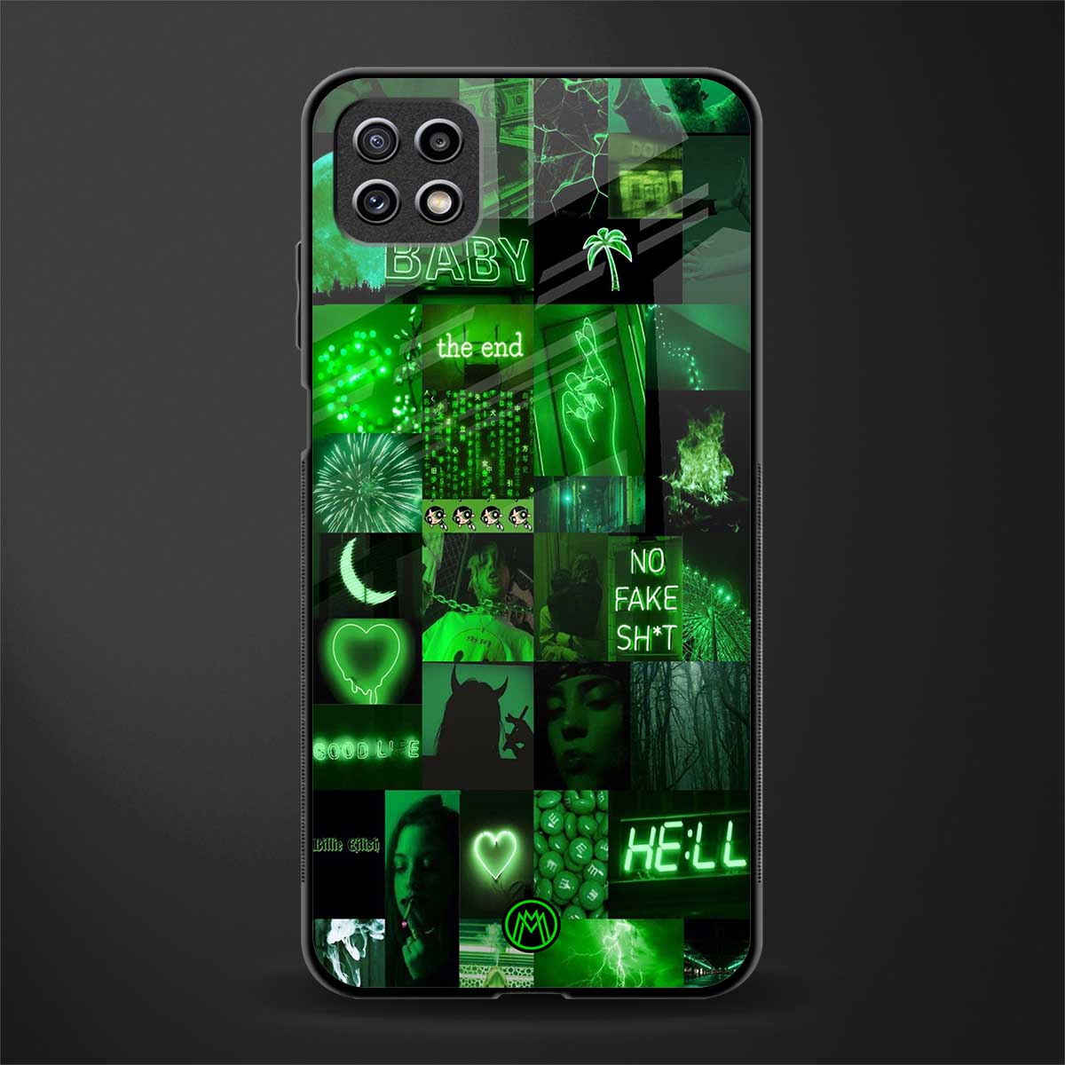black green aesthetic collage glass case for samsung galaxy a22 5g image
