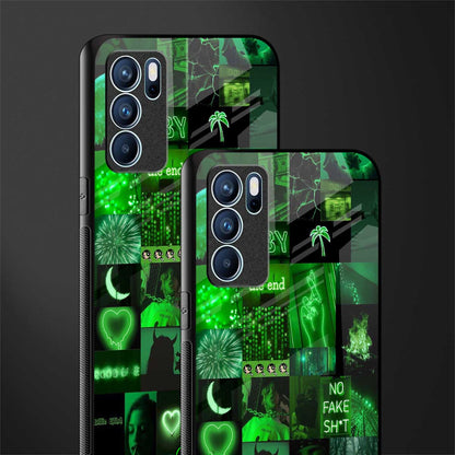 black green aesthetic collage glass case for oppo reno6 5g image-2