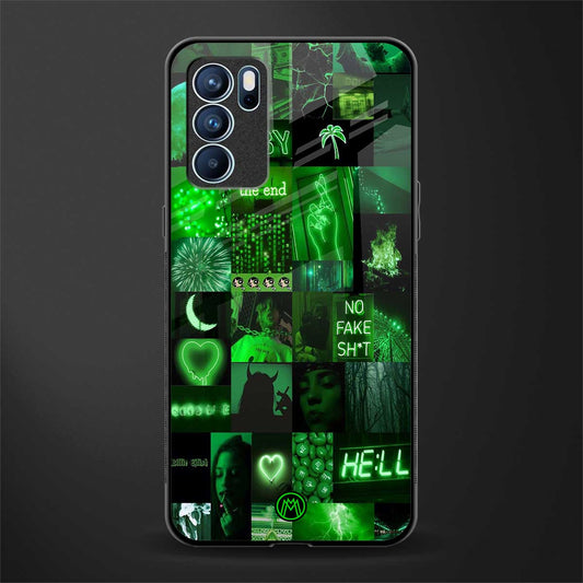 black green aesthetic collage glass case for oppo reno6 5g image