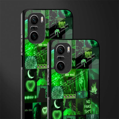 black green aesthetic collage glass case for mi 11x 5g image-2