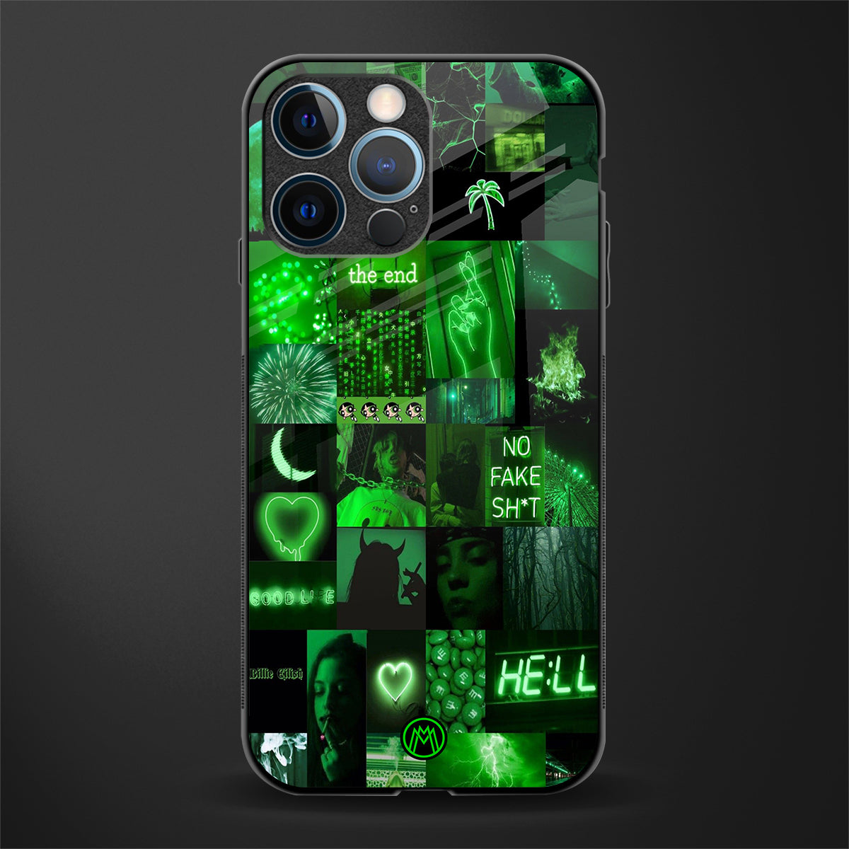 black green aesthetic collage glass case for iphone 12 pro image