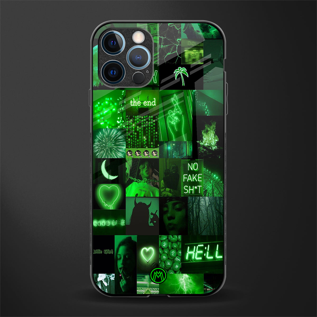black green aesthetic collage glass case for iphone 12 pro max image