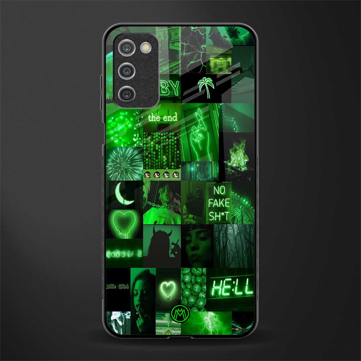 black green aesthetic collage glass case for samsung galaxy a03s image