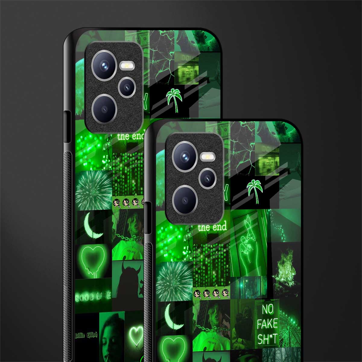 black green aesthetic collage glass case for realme c35 image-2