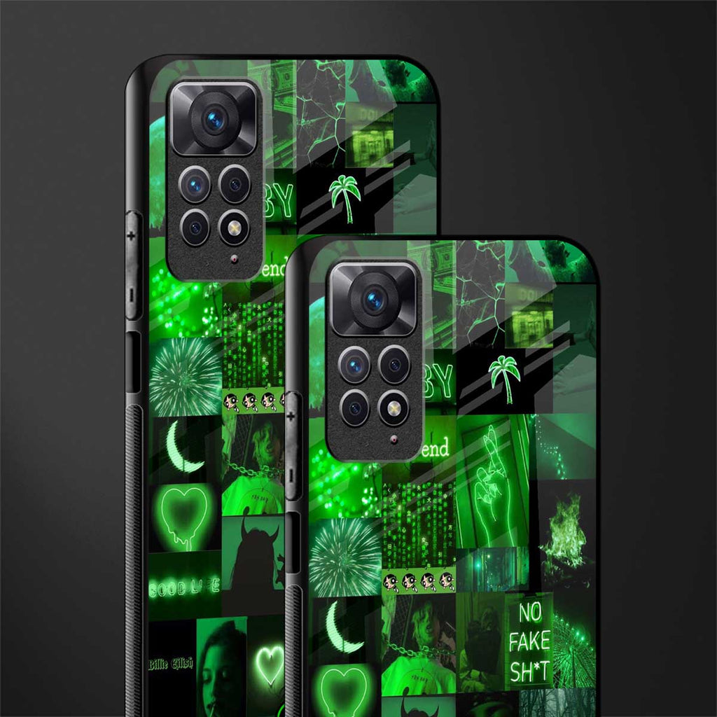black green aesthetic collage back phone cover | glass case for redmi note 11 pro plus 4g/5g