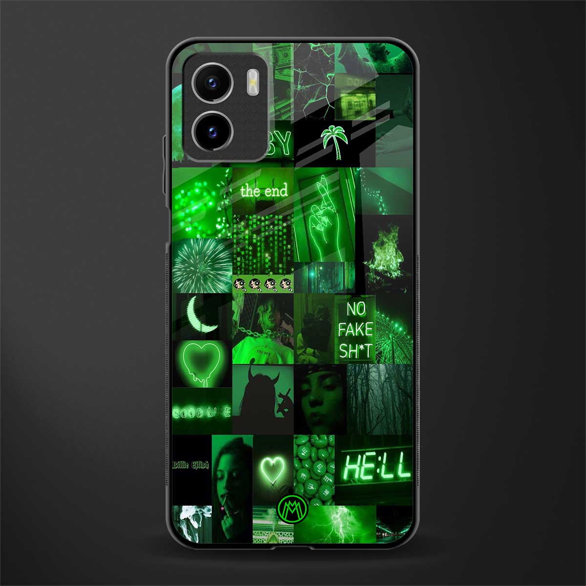 black green aesthetic collage glass case for vivo y15s image