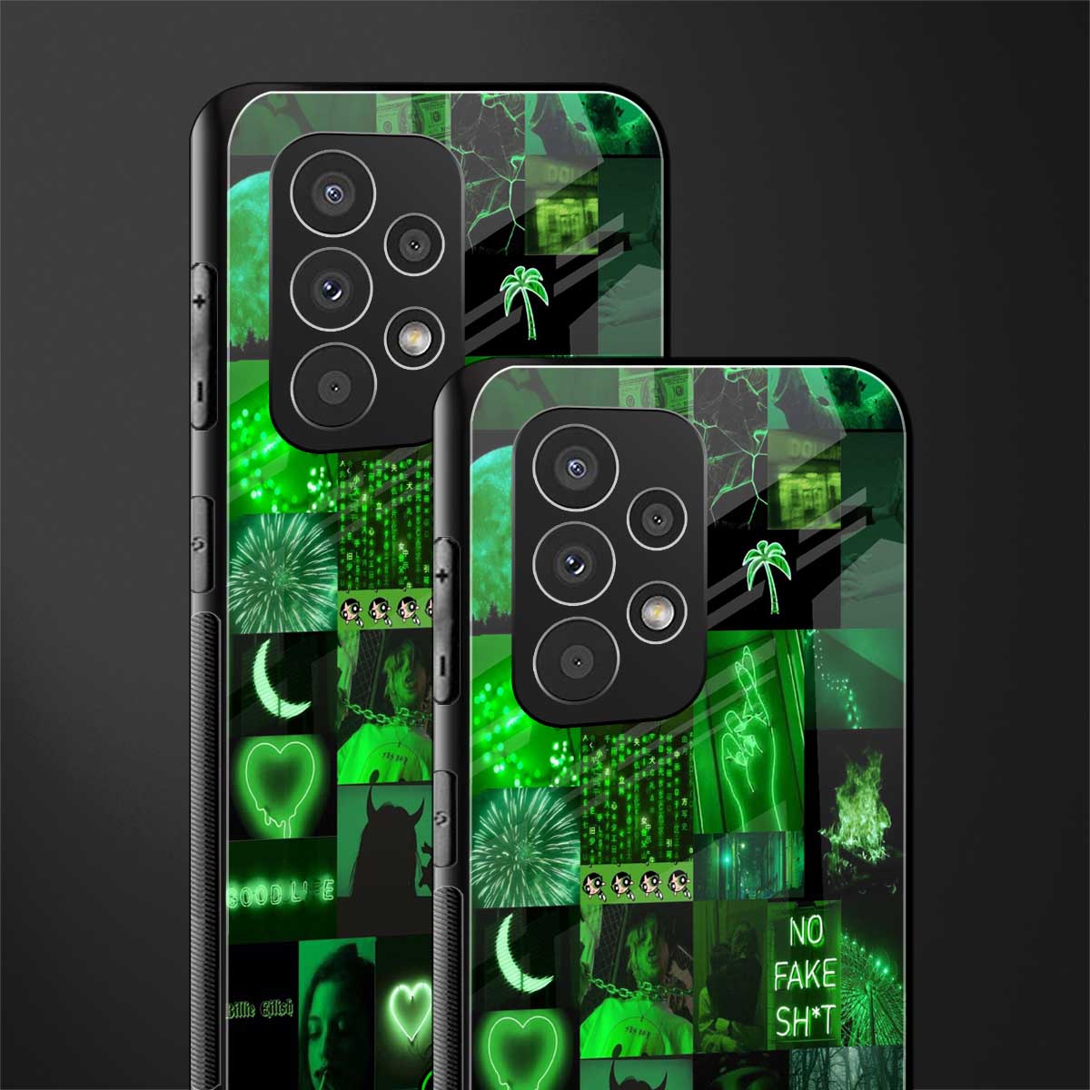 black green aesthetic collage back phone cover | glass case for samsung galaxy a53 5g