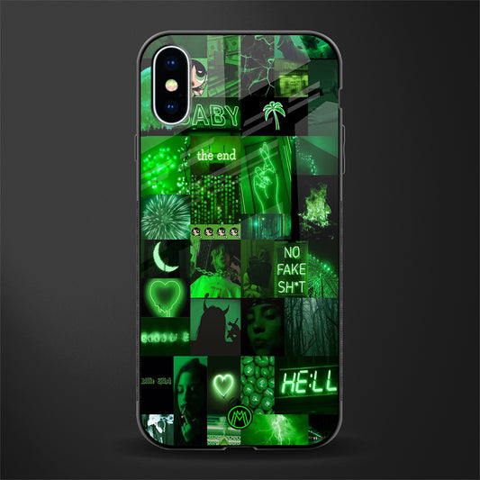 black green aesthetic collage glass case for iphone xs image