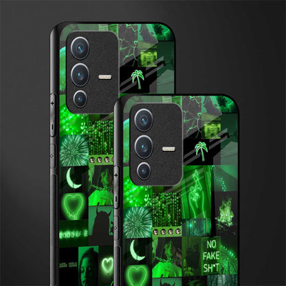 black green aesthetic collage glass case for vivo v23 5g image-2