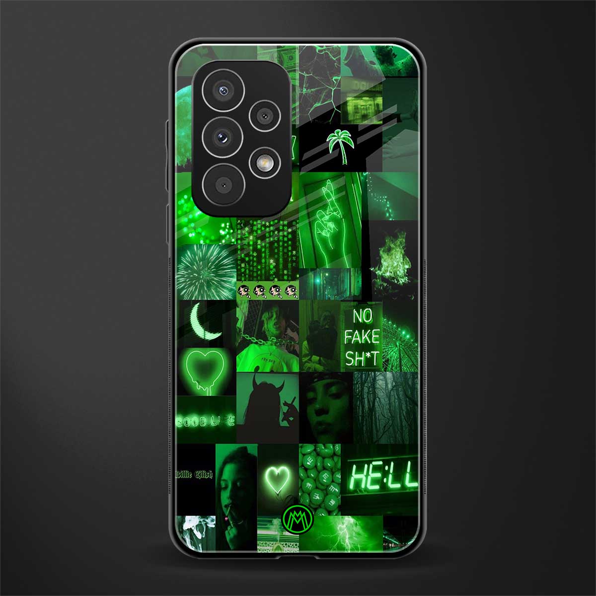 black green aesthetic collage back phone cover | glass case for samsung galaxy a73 5g