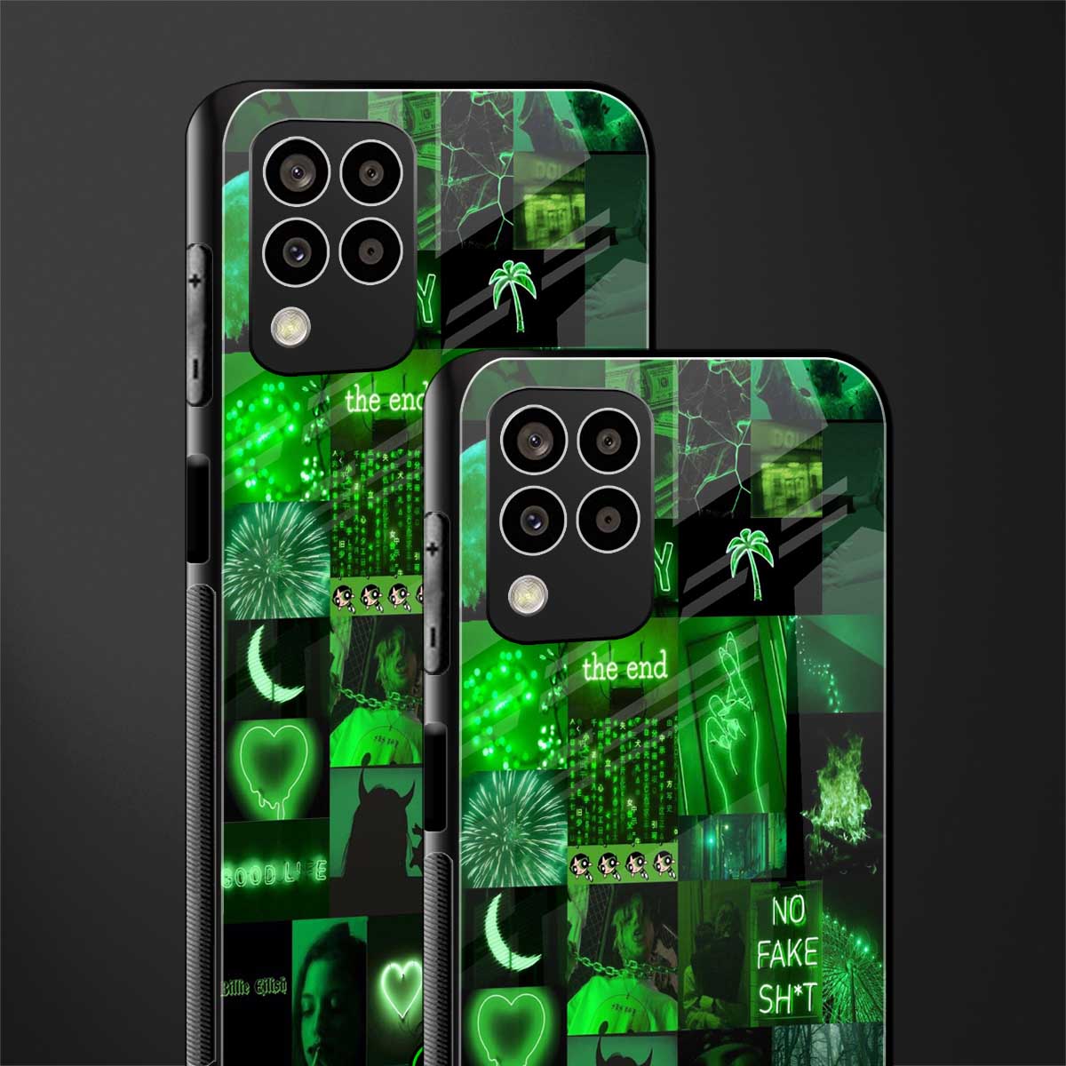 black green aesthetic collage back phone cover | glass case for samsung galaxy m33 5g