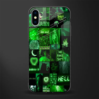 Black Green Aesthetic Collage Phone Cover for iPhone X Glass