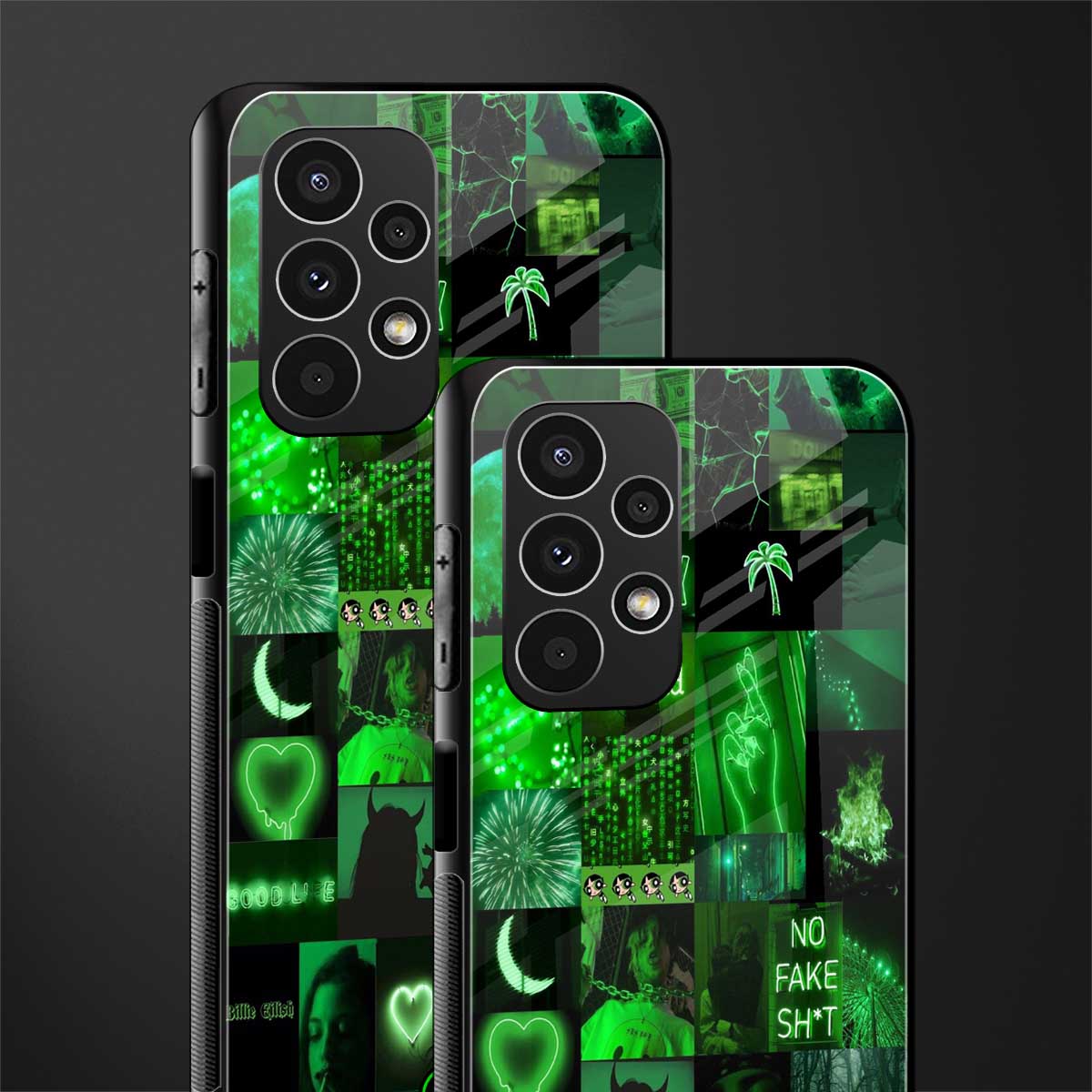 black green aesthetic collage back phone cover | glass case for samsung galaxy a13 4g